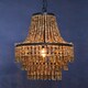 image 2 of Interiors by Premier Rustic Wood Chandelier with Black Iron Frame, Handcrafted Three-Tier Pendant Light, Organic Hanging Light Brown