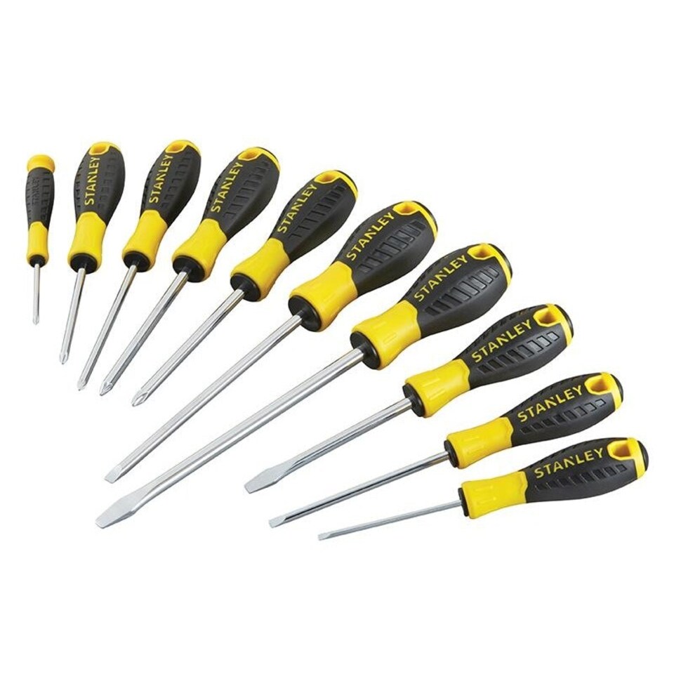 Stanley Hand Tools 0-60-211 Essential Screwdriver Set, 10 Piece - Multi Colour - One Size