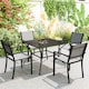 image 2 of Outsunny 94 x 94 cm Garden Dining Table with Parasol Hole, Square Patio Table with Slatted Metal Plate Top, Black