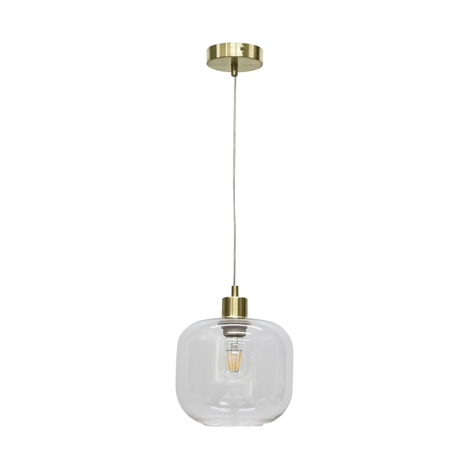 image 1 of Bletch - Clear Glass with Satin Brass Pendant Fitting | Clear | Clear | 1