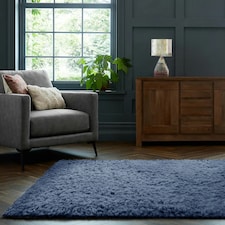 Home Republic Montana Fluffy Rug - 80 x 150 Blue | Navy