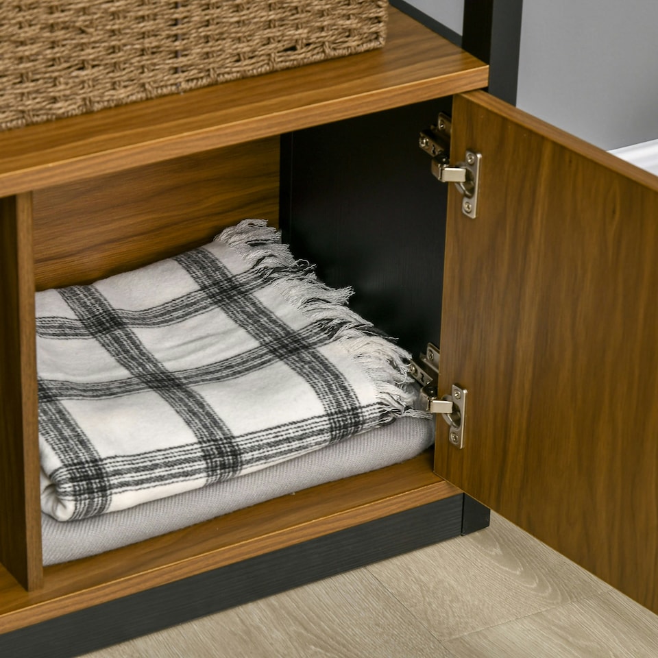 image 1 of HOMCOM 4-Tier Bookshelf Freestanding Bookcase W/ Storage for Study Walnut Brown