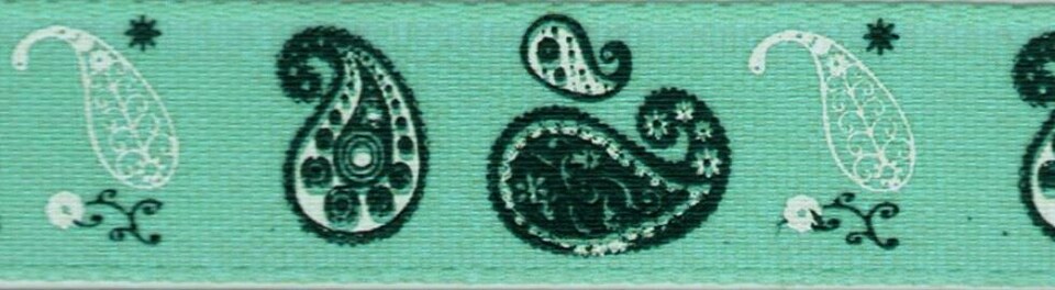 Berisfords 5 Duck Egg 15mm Paisley Ribbon for Dressmaking - per metre