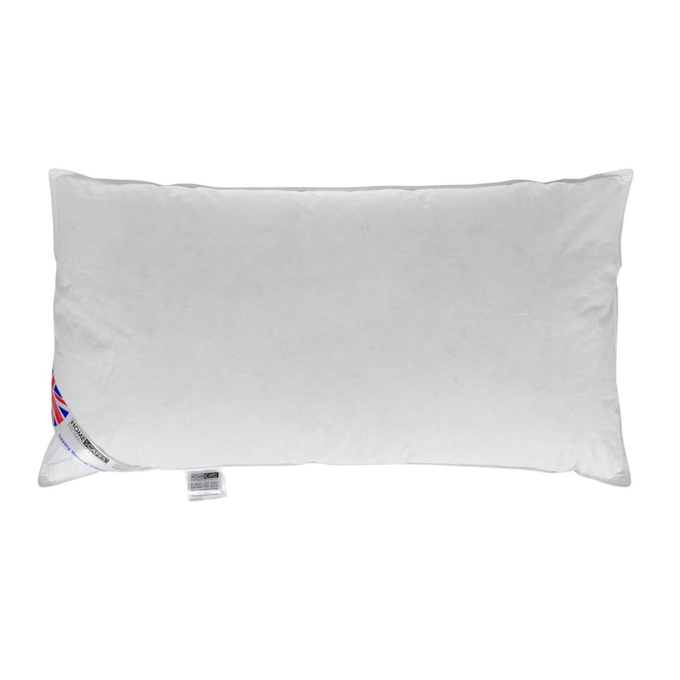 image 1 of Homescapes White Duck Feather and Down King Size Pillow | White | 48cm x 91cm (19" x 36")