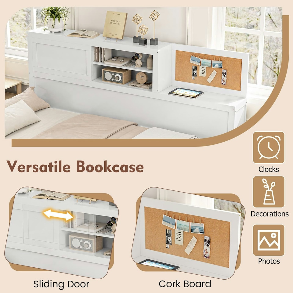 image 1 of COSTWAY  Double Guest Daybed Frame with 3 Storage Drawers