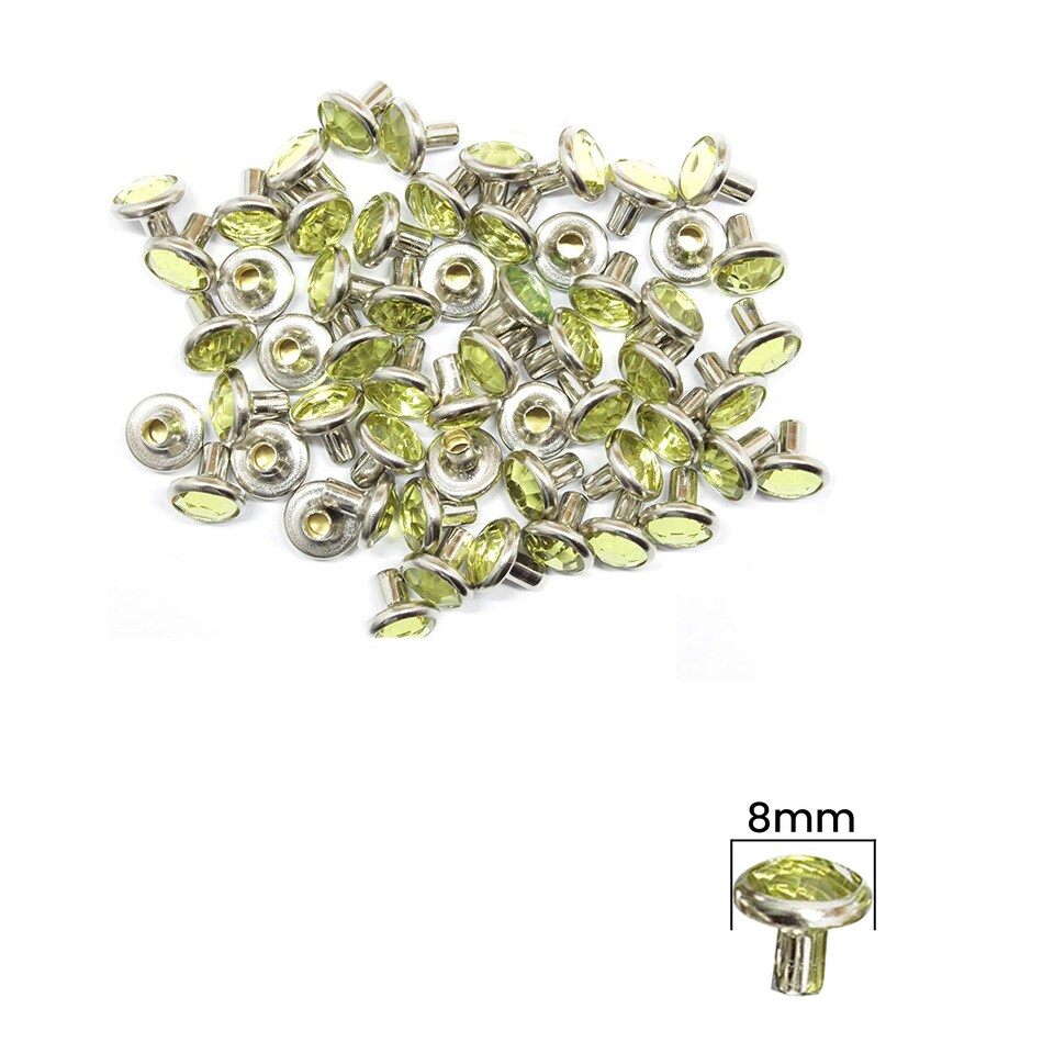 image 1 of 8mm Diamante Acrylic Rhinestone Studs with Pins - Pack of 10