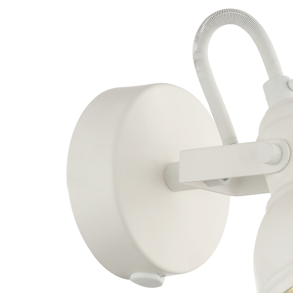 image 1 of Unique Industrial Designed Matt White Switched Wall Spot Light | White