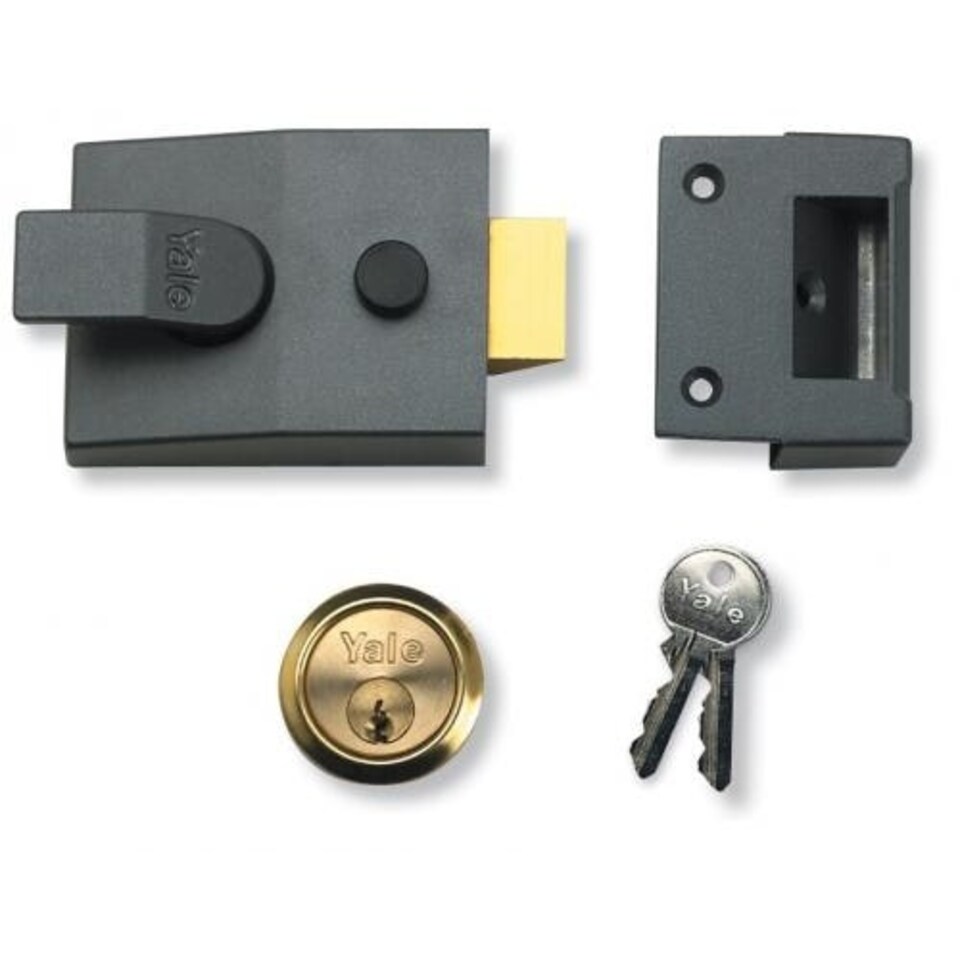 Yale Deadlocking Standard Nightlatch Security Lock - Dark Metallic Grey - 60mm