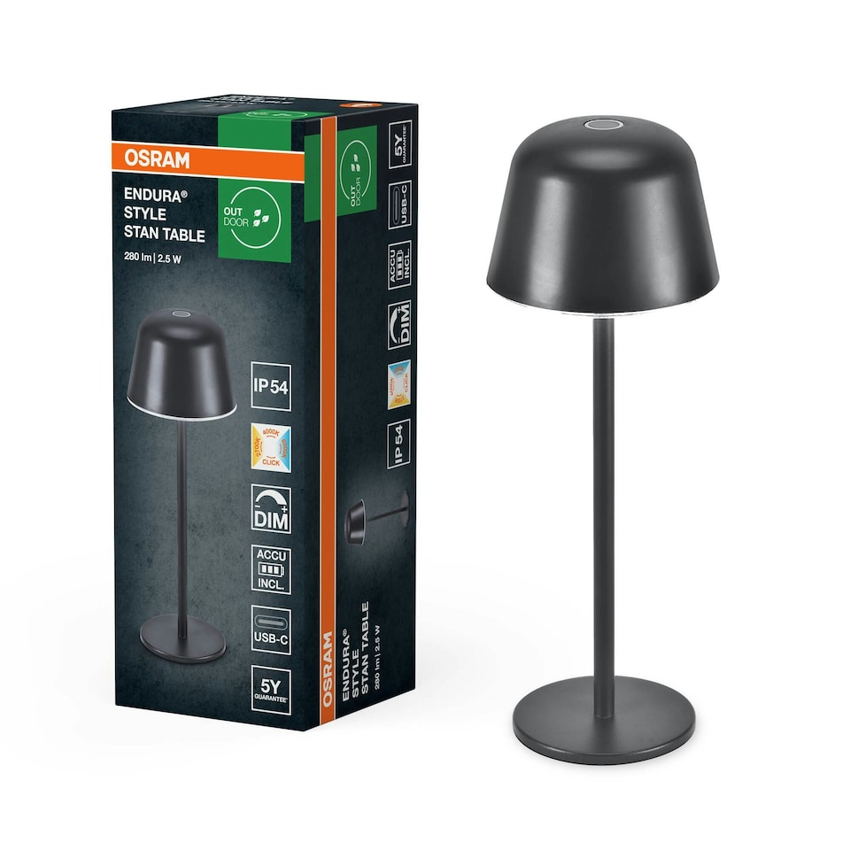 image 1 of OSRAM ENDURA Style Table Outdoor Light 2.5W 200lm Grey Black