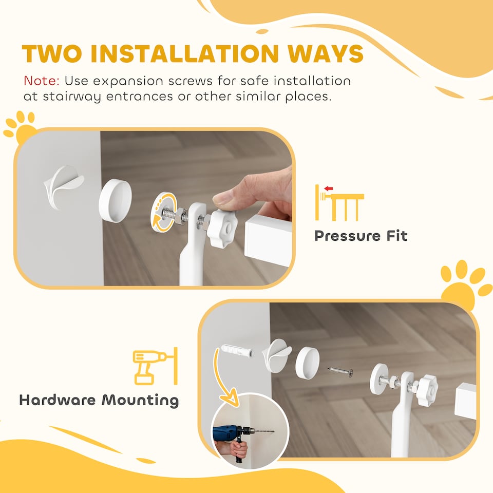 image 1 of PawHut 180cm Extra Tall Pet Gate Cat Gate with Narrow Gap, 77-104cm Wide
