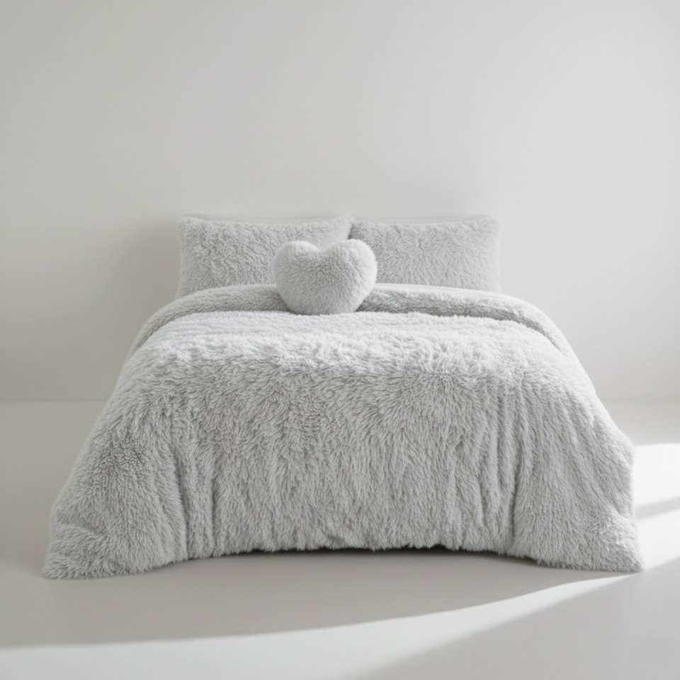 image 1 of Super Fluffy Duvet Cover Ultra Soft, Cloud-Like Comfort Snug Sleep | Silver | Single