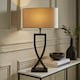 image 2 of ValueLights Katniss Matte Black Metal Table Lamp with Oval Shade & Bulb Black | Cream