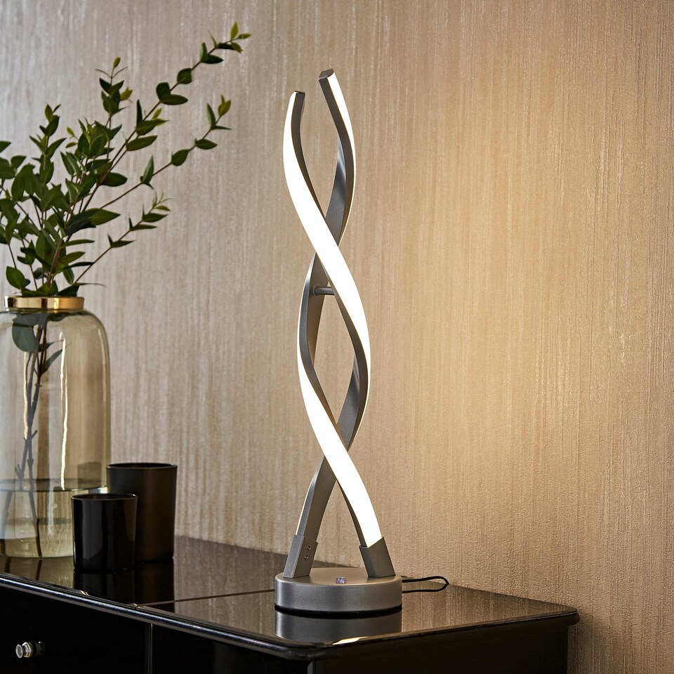 image 1 of ValueLights Infinity Double Twist Integrated LED Table Lamp | Silver