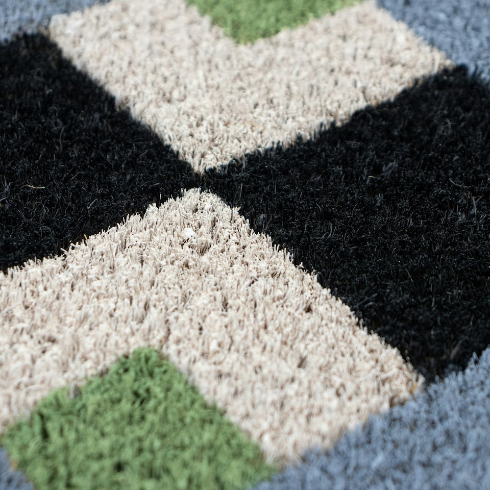 image 1 of JVL Latex Backed Coir Entrance Doormat, 40x60cm - Geo