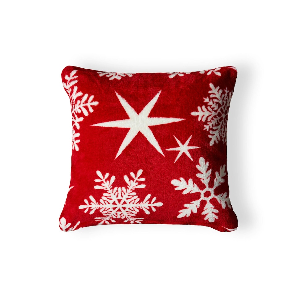 image 1 of BHS Christmas Snowflake Cushion, Red