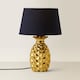 image 4 of ValueLights Pineapple Design Gold Effect Table Lamp With Navy Blue Shade