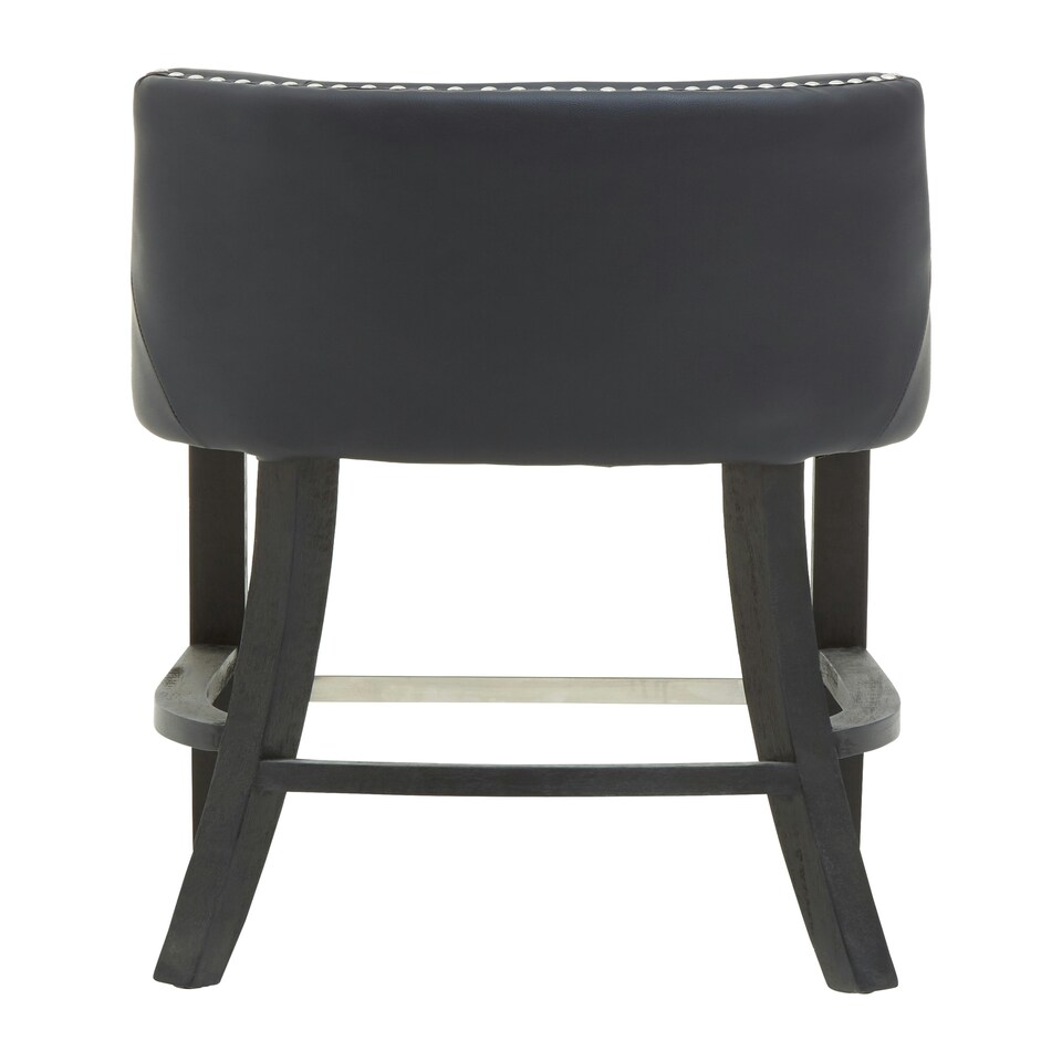 image 1 of Interiors by Premier Black Bar Stool with Back, Velvet Seat Breakfast Bar Chair, Kitchen Stool with Footrest, Chair for Bar, Home
