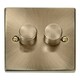 image 2 of SE HOME Antique Brass 2 Gang 2 Way LED 100W Trailing Edge Dimmer Light Switch Brown | Antique Brass
