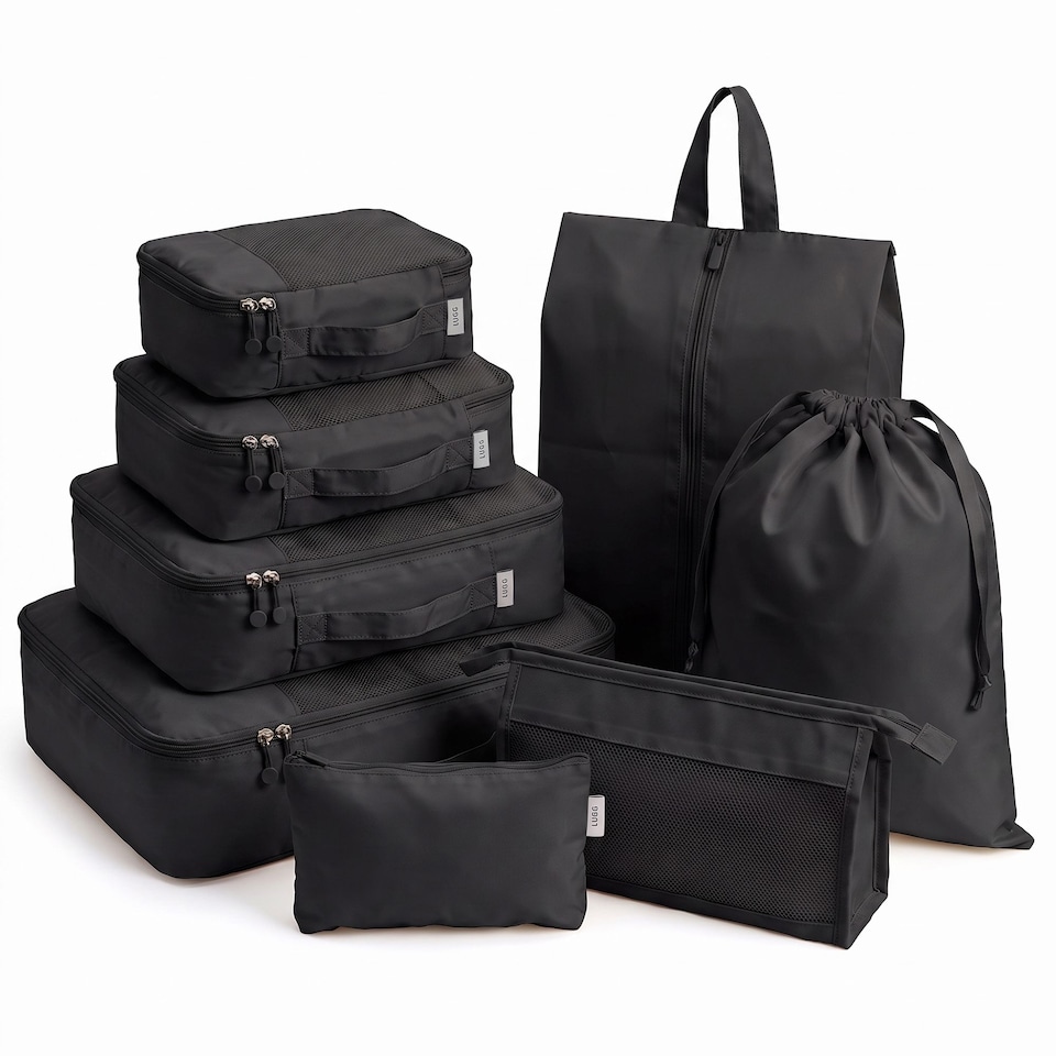 image 1 of Lugg Compression Packing Cubes 8 Piece Travel Suitcase Organiser Set