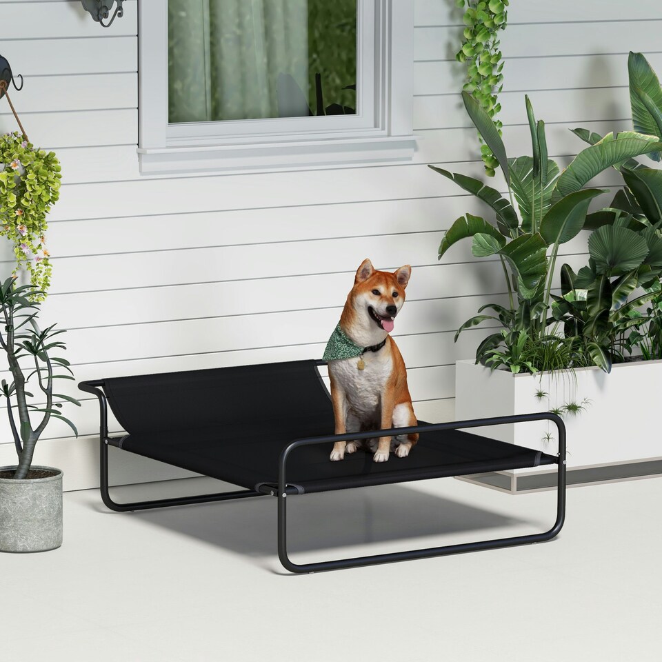 image 1 of PawHut Raised Dog Bed w/ Slope Headrest, for Medium Dogs, 106 x 81 x 33cm