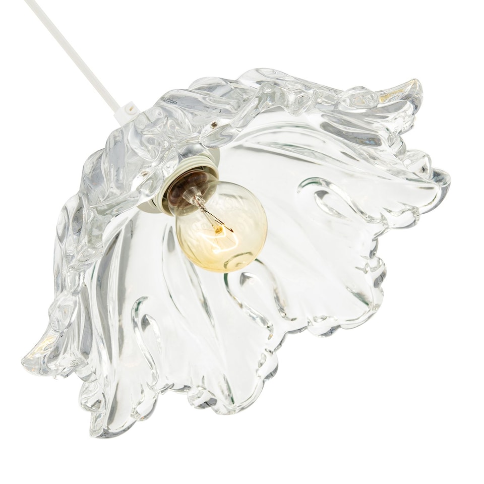 image 1 of Modern Scallop Rimmed Moulded Clear Glass Pendant Ceiling Light Shade