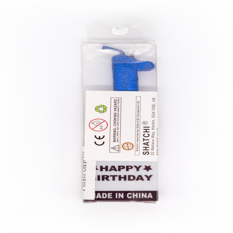 image 1 of Blue Number 1 Candle Blue