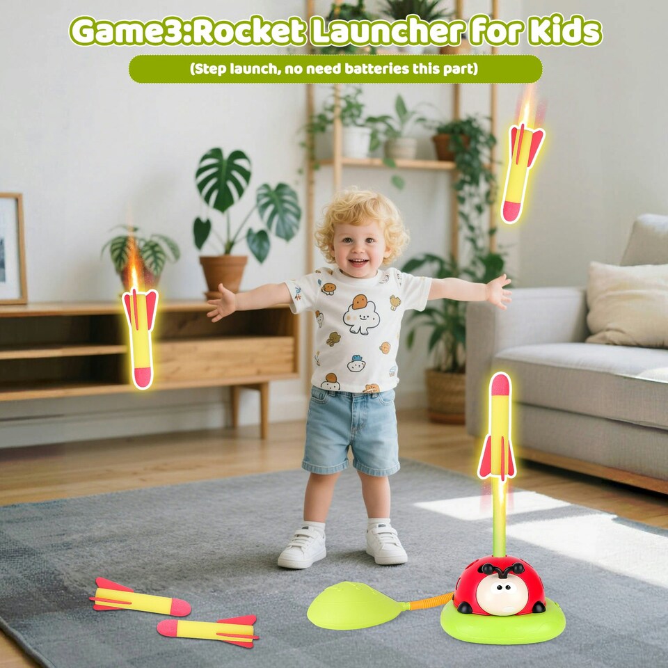 image 1 of 5 in 1 Kids Sports Activity Game Set Jump Challenge Aerobie Toss Ring Obstacle Game