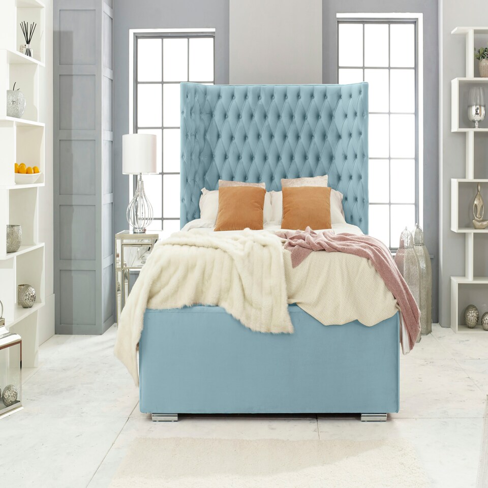 Philly Plush Single Bed Frame - Duck Egg