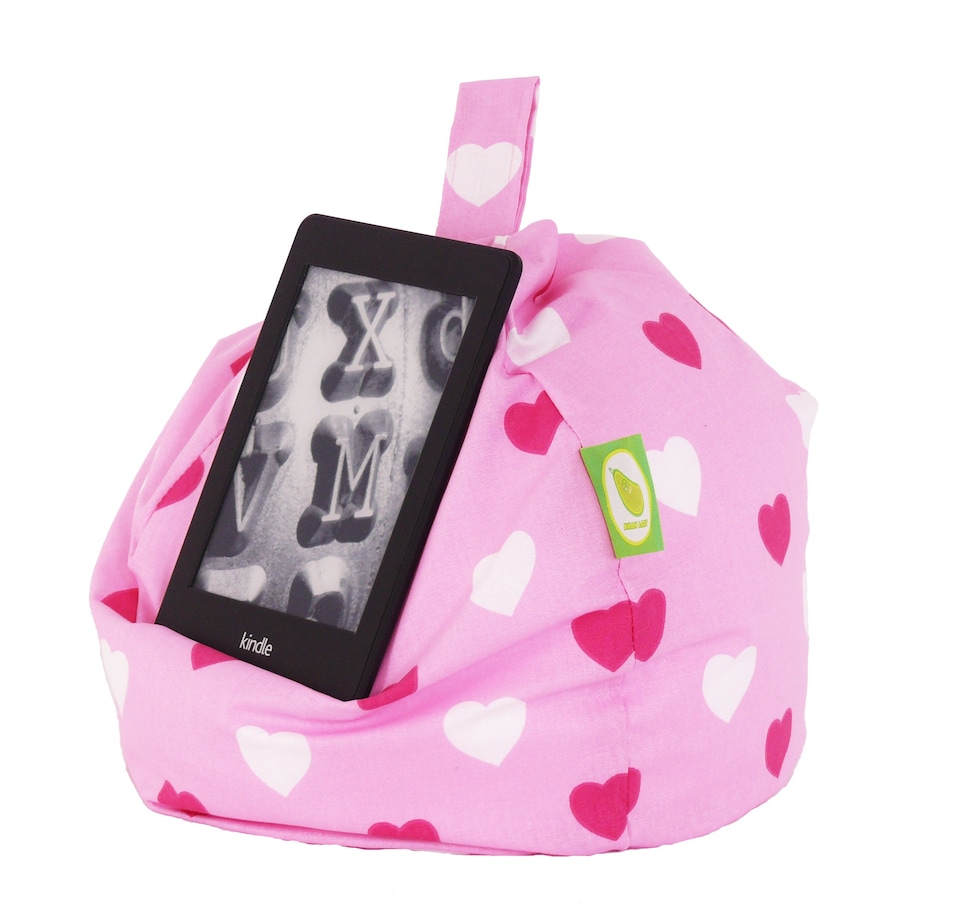 image 1 of Bean Lazy Pink Hearts Tablet eReader and Book Mini Bean Bag