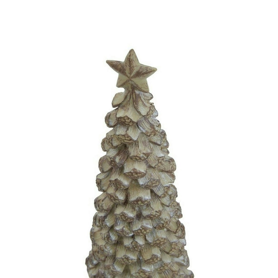 image 1 of Small Cedar Tree with Star - Resin - L6 x W6 x H17 cm - Beige