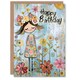 image 1 of Cute Girl Spring Flower Meadow Kids Child Kids Birthday Card