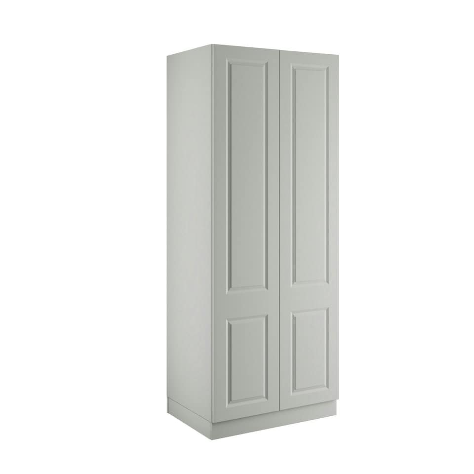 image 1 of Classic Square Panel Light Grey Double Wardrobe with Single Rail & Internal Drawers Grey