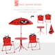 image 4 of Outsunny Kids Folding Picnic Table Chair Set Ladybug Pattern Outdoor w Parasol