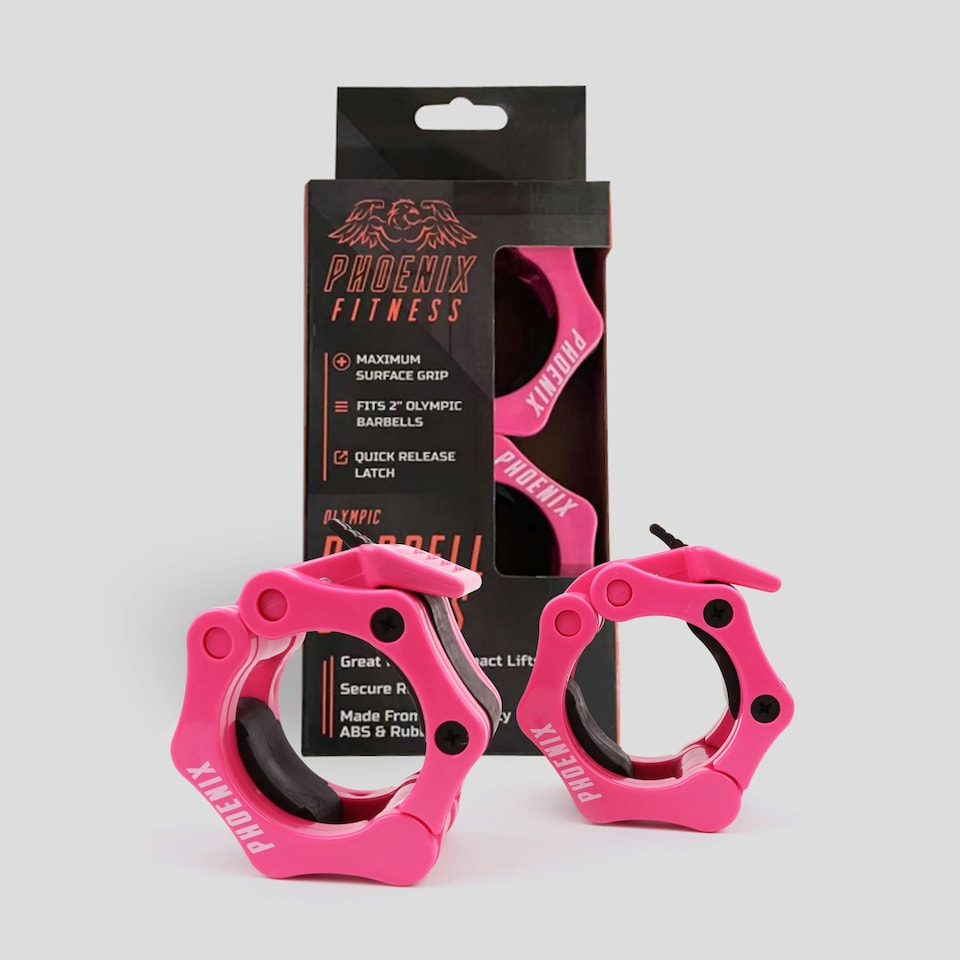 image 1 of Phoenix Fitness Barbell Clamps 2 Inch Pink