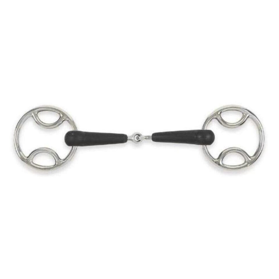 Equirubber Equikind+ Jointed Horse Bevel Bit - Silver/Black - 5.5in
