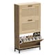 image 1 of VonHaus Rattan Shoe Storage Cabinet for Hallway with 3 Tier Drawers