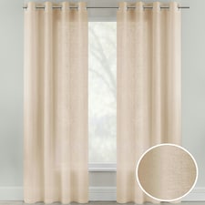 Pair of Crete Natural Linen Look Voile Panels 137 cm (54 inch) Eyelet Panels for Bedroom and Living Room