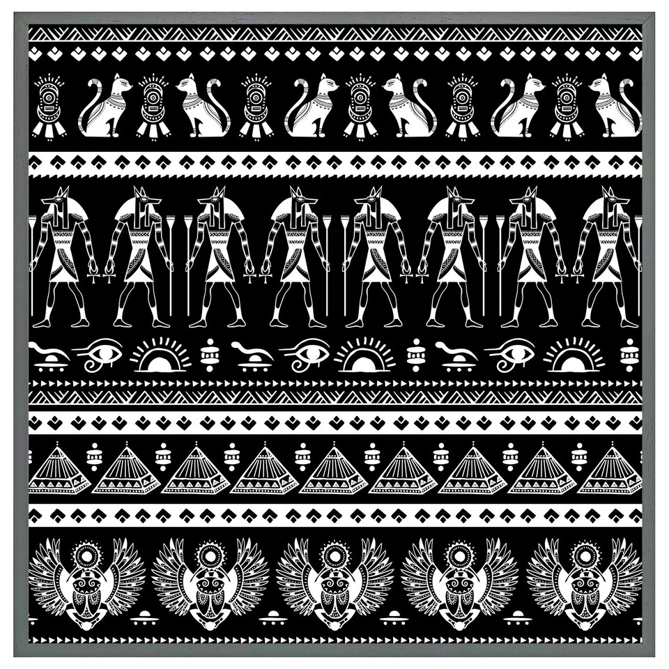 image 1 of Heiroglyphs on black (Picutre Frame) White | L