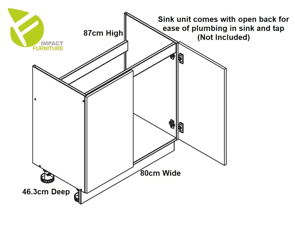 image 1 of Small Kitchen Sink Cabinet 800mm Under Sink Unit Modern Storage Grey High Gloss Star