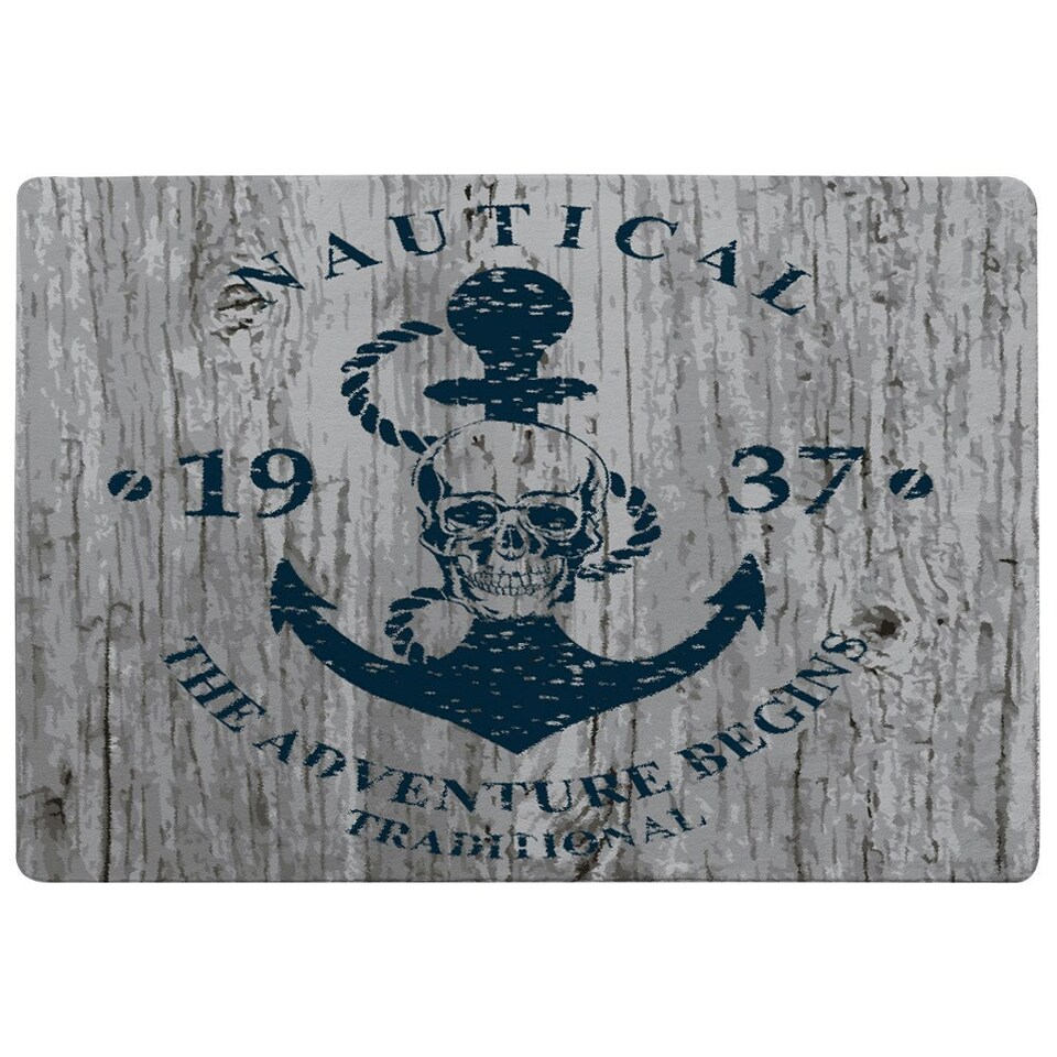 image 1 of Anchor Print on Wood (Rug) Blue | Large: 140x200cm