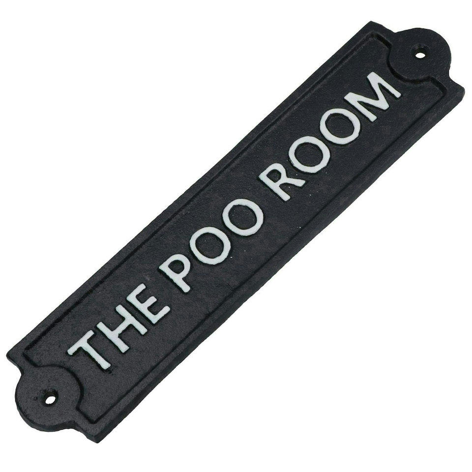 image 1 of The Poo Room Toilet Cast Iron Sign Plaque Wall Door House Cafe Shop Pub Bar