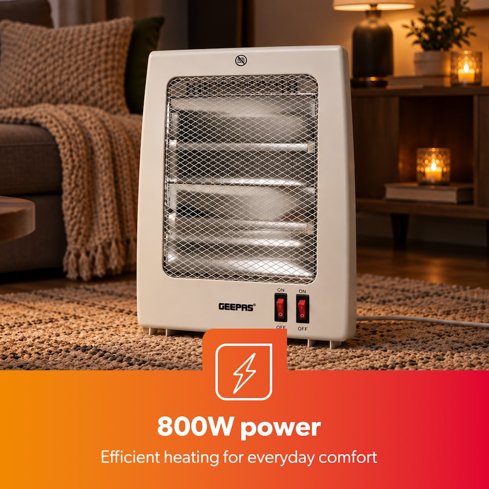 image 1 of GEEPAS Quartz Halogen Heater Portable Room Heater 800W