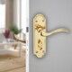 image 2 of Lisbon Metal Lever Latch Door Handles Set Round Rose Internal & External | Silver | Polished Brass Bathroom