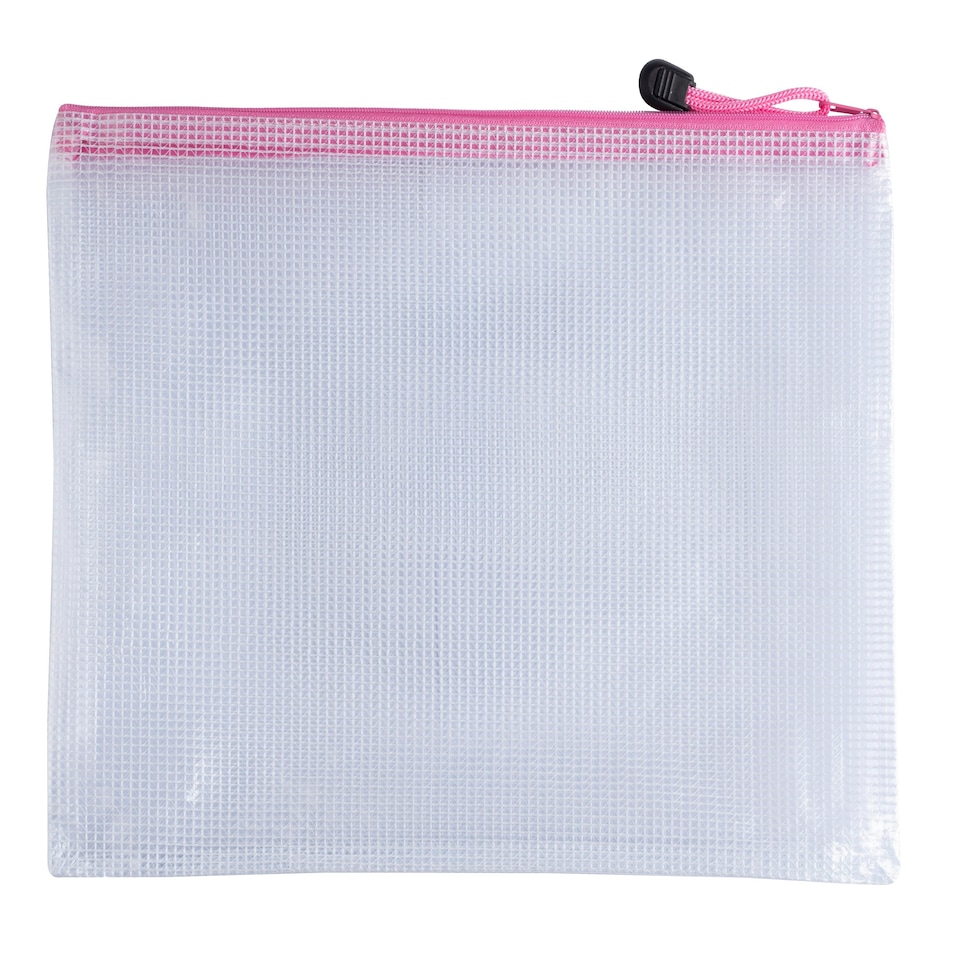 image 1 of Pack of 12 A3 Pink PVC Mesh Zip Bags