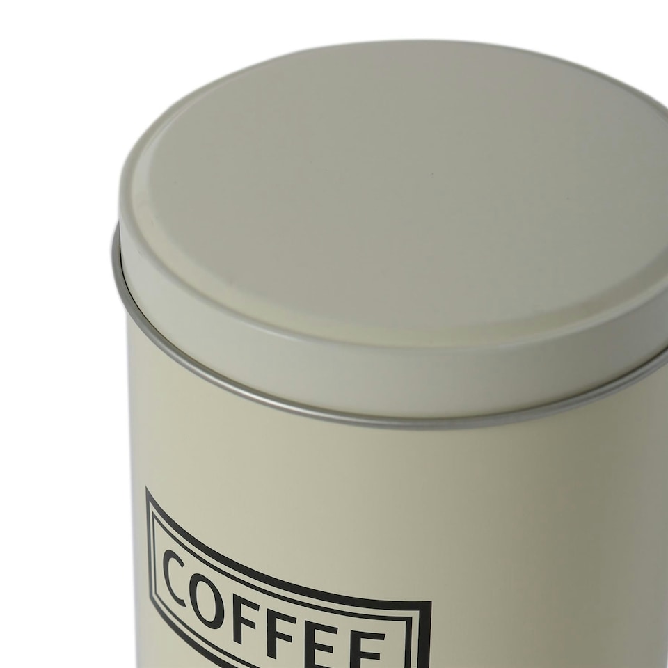 image 1 of Harbour Housewares 3pc Round Metal Tea Coffee Sugar Canister Set - Cream - Kitchen Caddy Kitchen Storage Containers Canisters