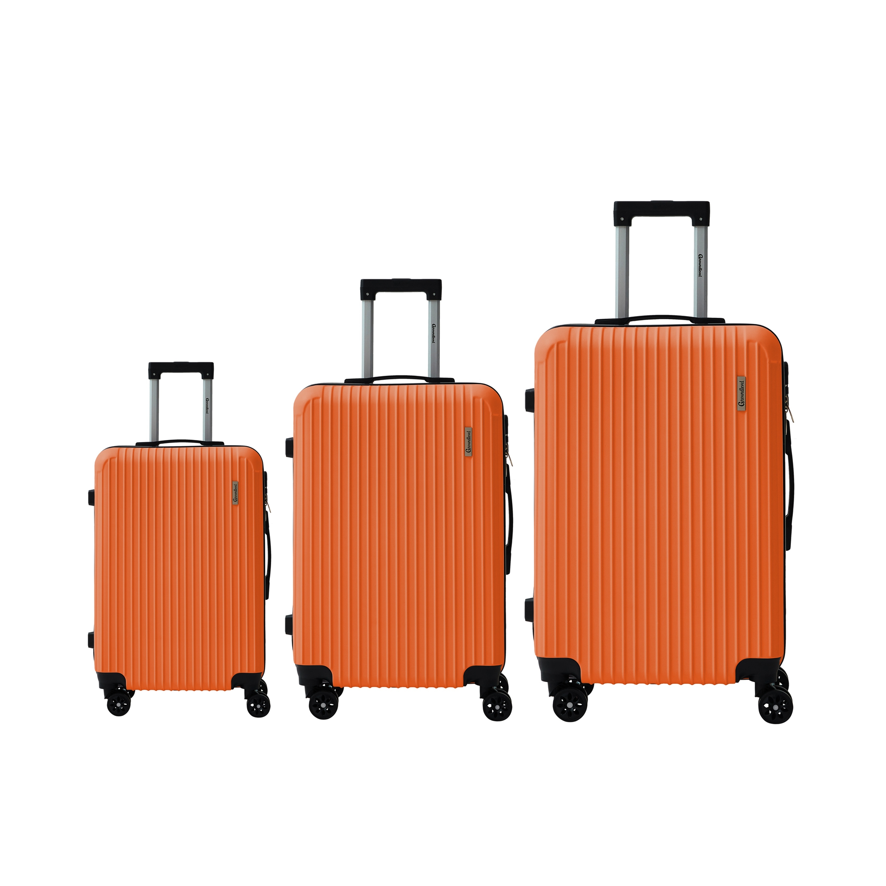 Groundlevel Cosmic Hard Sheel 3 Piece Luggage Set 4 Wheel Spinners Travel Suitcases | Orange | Orange