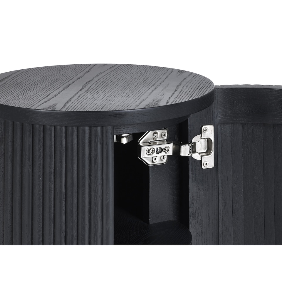 image 1 of Louis Fluted Side Table With Door - Black