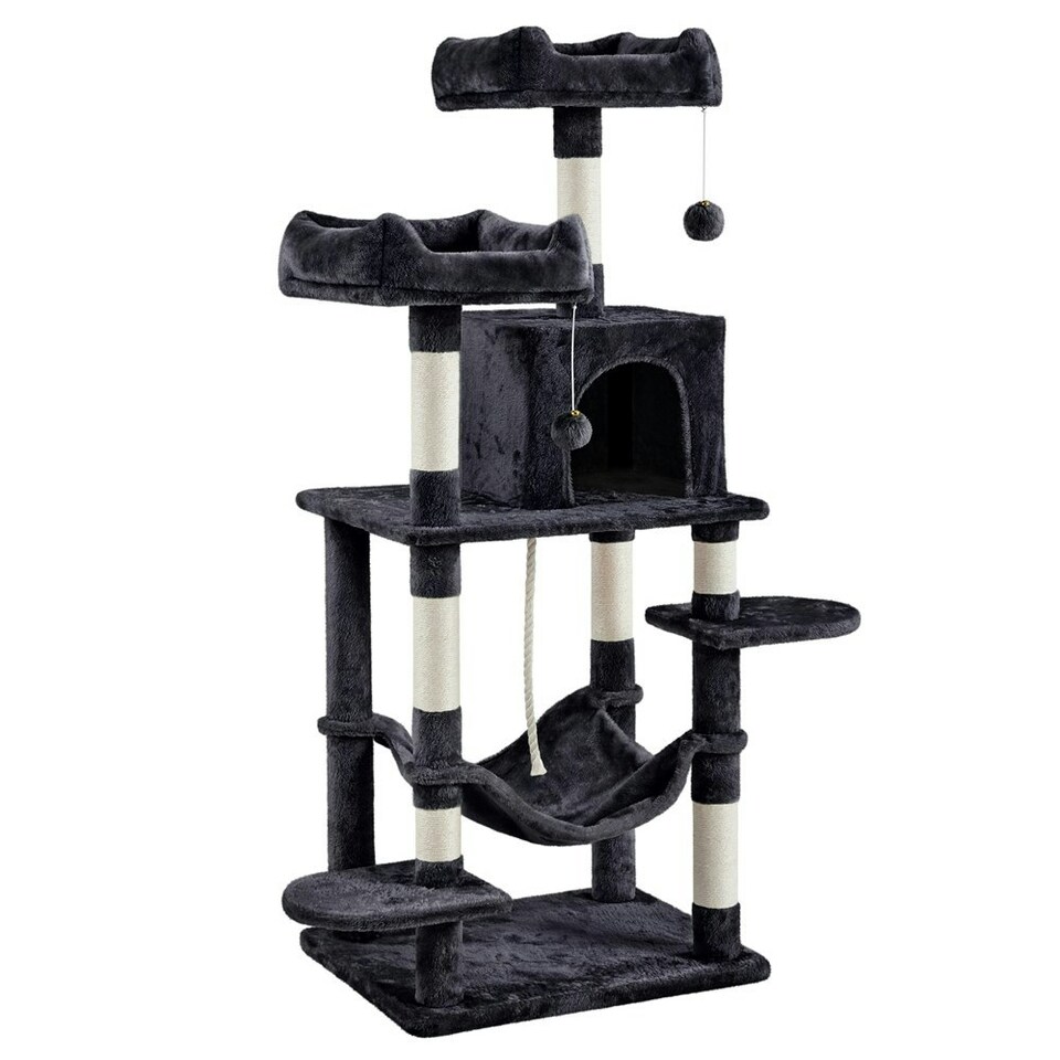 image 1 of Yaheetech 149 cm Multilevel Cat Tree with Plush Perch Black