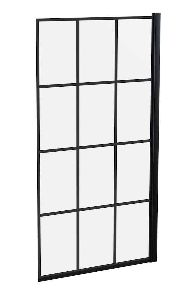 image 1 of Balterley Framed Grid Hinged Reversible Shower Bath Screen Toughened Safety Glass