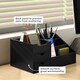 image 6 of HOMCOM Desk Organiser Holder, Bamboo Multi-Function Storage Caddy with 7 Storage Compartments and 2 Drawers for Home Office Stationary Supplies, Black | Black